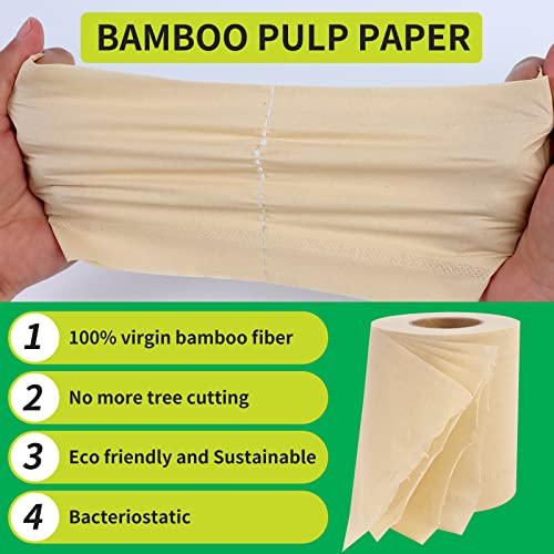 QingYa Bamboo Toilet Paper, 4-Ply, 18 Rolls, 200 Sheets Per Roll, Total 3600 Sheets, Unbleached, Sustainable and Tree Free, Soft, Strong, Earth-Friendly