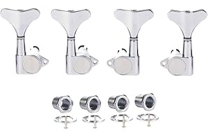 KAISH 4 String 2R2L 18:1 Sealed Bass Tuners Bass Guitar Tuning Keys Tuning Machine Heads for Ibanez/Yamaha Style Acoustic/Electric Bass Chrome