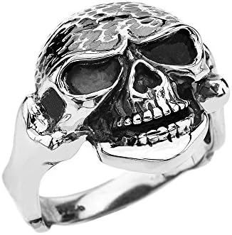 Sterling Silver Bone Shaped Design Skull Ring (Size 9)