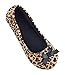 MIXIN Women's Sexy Ballerina Soft Sole Leopard Indoor Slippers Brown US7