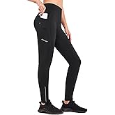 baleaf Women's Fleece Lined Leggings Water Resistant Winter Clothes Running Tights Cold Weather Hiking Pants Zip Pockets