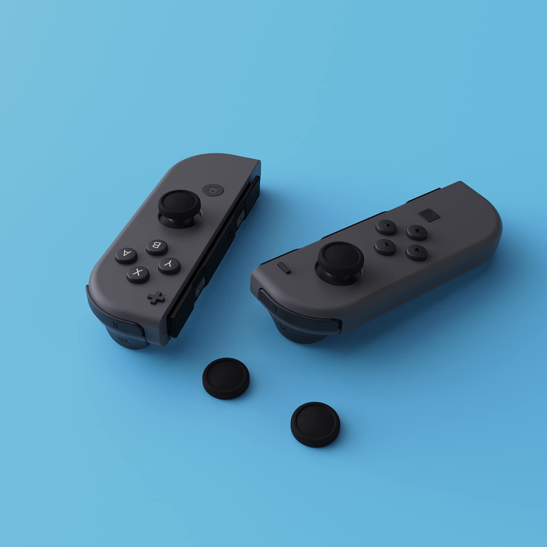 eXtremeRate PlayVital Switch Thumb Grip Caps, Joystick Caps for Nintendo Switch Lite, Silicone Analog Cover Thumbstick Grips for Switch OLED Joycon - Black