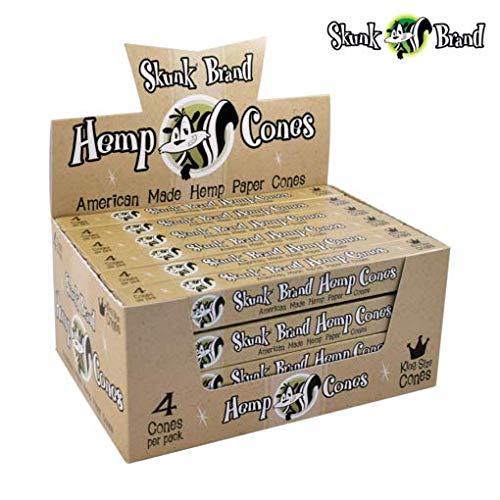 Skunk Brand Hemp Cones - King Size - Superfine - 4 Cones Per Pack - (24 Pack Bulk Display Box)