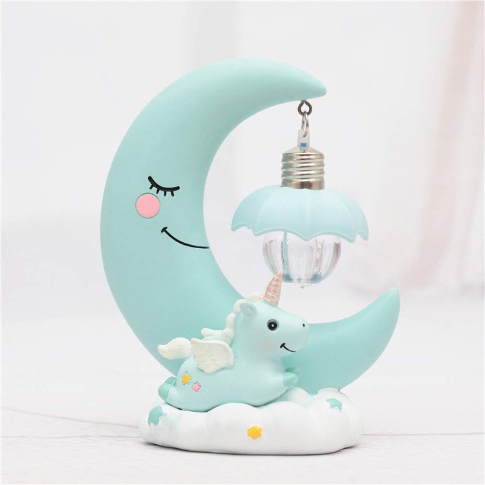 Unicorn Moon Night Light, Fantes LED Night Light Cartoon Nursery Lamp for Children Kid Girl Toy Birthday Gift Home Decor (Blue)