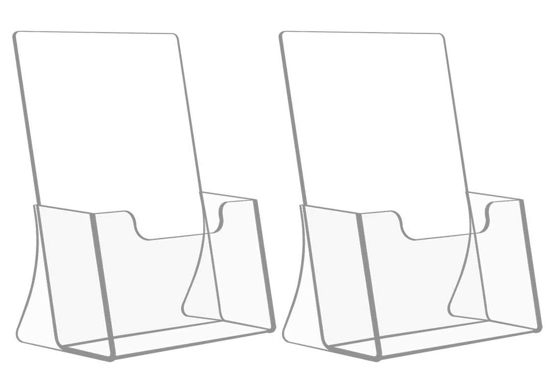 HIIMIEI Acrylic Freestanding Brochure/Leaflet Holder A5 2 Pack - Clear