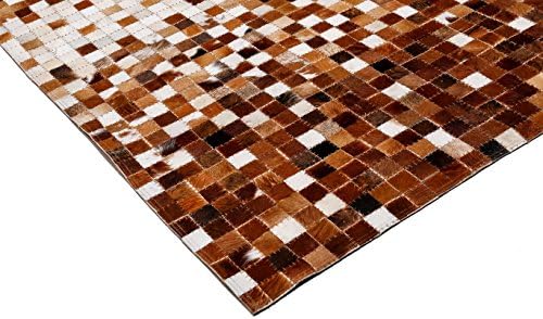 SpaceIdeas Leather Hide Patchwork Area Rug Carpet - 4'x6' |Shades of Brown