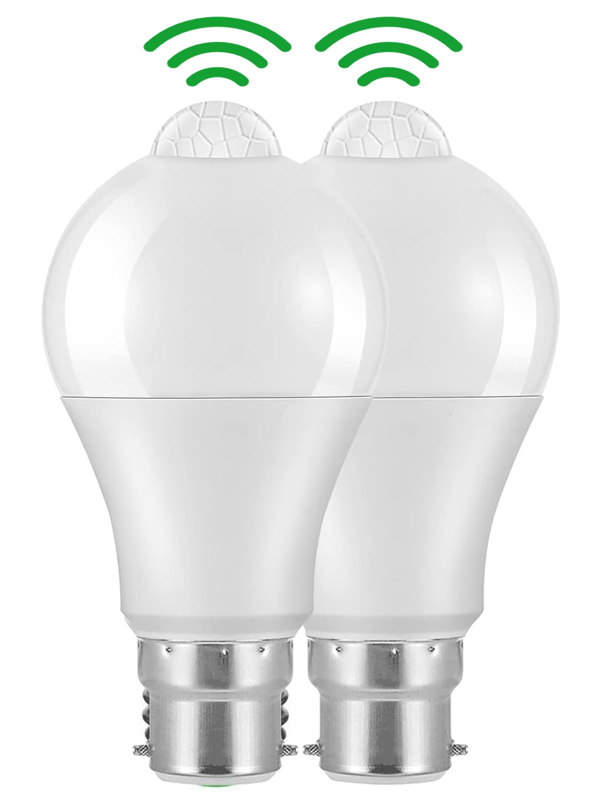 Weskjer B22 Motion Sensor LED Bulbs - 2 Pack B22 LED Bayonet Light Bulbs 12W 1020LM, 6000K Cool White, CIR>85, IP42 Waterproof Energy Saving Lightbulbs, Non Dimmable
