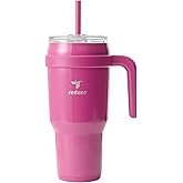 REDUCE 40 oz Stainless Steel Tumbler with Handle - Dual-Wall Vacuum Insulated Travel Mug, Sweat-Proof Lid & Reusable Straw - Keeps Drinks Cold for 24 Hrs, Fits Cupholders, Dishwasher Safe - Sangria