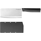 KitchenAid Classic Cleaver Knife with Custom Fit Blade Cover, 6 inch, Sharp Kitchen Knife, High Carbon Japanese Stainless Steel Blade, Meat Cleaver, Black