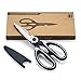 Professional Kitchen Scissors, Ideal for Poultry, Fish, Meat, Herbs, BBQ and Camping Food Preparation, Bonus Shears Protection Cover (Black)