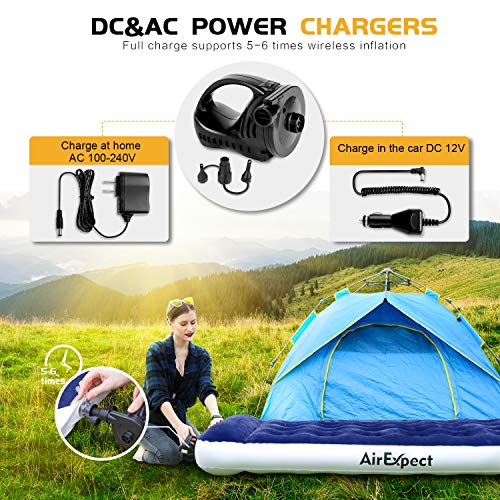 Air Mattress Camping AirBed Queen Size - AirExpect Leak Proof Inflatable Mattress with Rechargeable Electric Pump Built-in Pillow for Guest,Camping,Hiking, Height 9", 2-Year Warranty, Storage Bag - Thumbnail 3