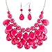 CharmSStory Vintage Pink Beaded Bubble Bib Chunky Statement Pendant Necklace Earrings Set for Gifts