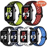 OriBear Compatible for Apple Watch Band 44mm Series 4 5 42mm Series 3/2/1, Breathable Sporty for iWatch Bands, Watch Nike+, Various Styles and Colors for Women and Men(M/L,6 Pack B)