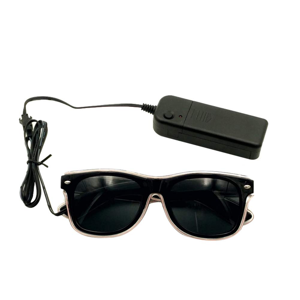 Glaray Light Up LED Glasses Novelty Luminous Glasses Adjustable EL Wire Neon Rave Eyeglasses (White)