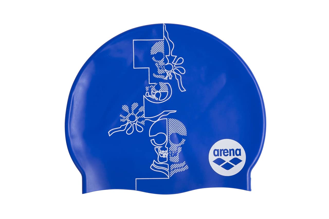 ARENA Print Jr Swim Caps, Adult Unisex, Blue, TU