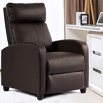 Amazon Com Wingback Recliner Chair For Living Room Clearance Recliner Single Sofa Fabric Push Back Reading Chair Home Pu Leather Reclining Chair With Thicker Seat Cushion Modern Home Theater Seating Brown Furniture amazon com