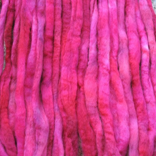 Wool Roving Craft Fiber. Hand Dyed Soft BFL Wool Top. Pre-drafted for easy Hand Spinning, Needle Felting, Wet Felting, Weaving, Embellishments, and Felted Soap. 1 Ounce, Cherry