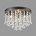 CLAXY Ecopower Vintage Flush Mount Crystal Chandelier Oil Rubbed Bronze Ceiling Fixture 3 Lights