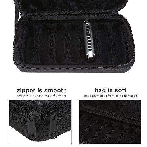 image for Dilwe Harmonica Case, 10 Holes Harmonica Harmonicon Mouth Organ Black 