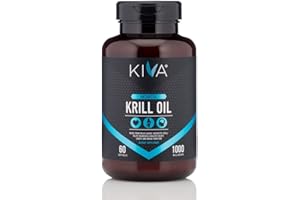 Kiva Pure Antarctic Krill Oil (60 Softgels)- 1000 mg, High Concentration with Astaxanthin (Heavy Metal and PCBs Tested) Omega 3, DHA, EPA