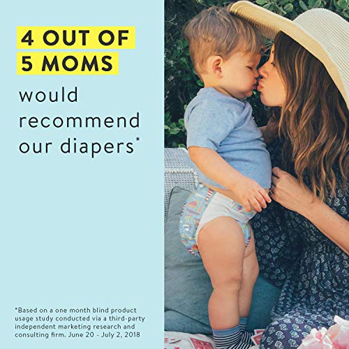 The Honest Company Diapers - Newborn, Size 0 - Space Travel Print | TrueAbsorb Technology | Plant-Derived Materials | Hypoallergenic, 32 count each, Pack of 4