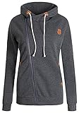 ELFIN Women Full Diagonal Zip up Sport Hoodie Sweatshirt