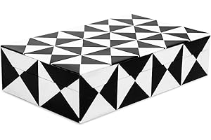 Handicrafts Home Handmade Triangle-B&W Collection Decorative Jewelry Box Organizer – Keepsakes, Trinkets, and Home Decor – Antique Coffee Table Storage, Memory Box, Farmhouse Style Decor, 8x5x2