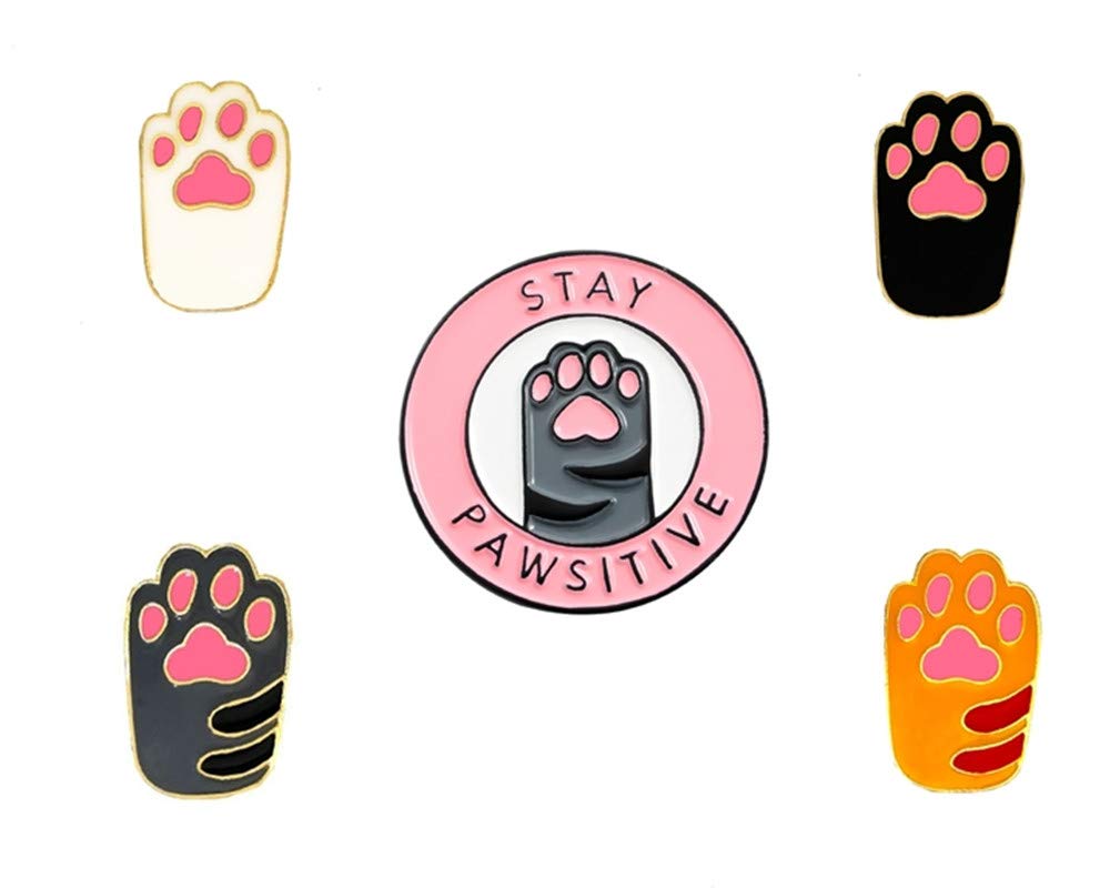 Cartoon Lapel Brooch Set Novelty Cute Cat Kitten Pins Badges For Women Children Clothing Backpacks Decor (Cat Claw)