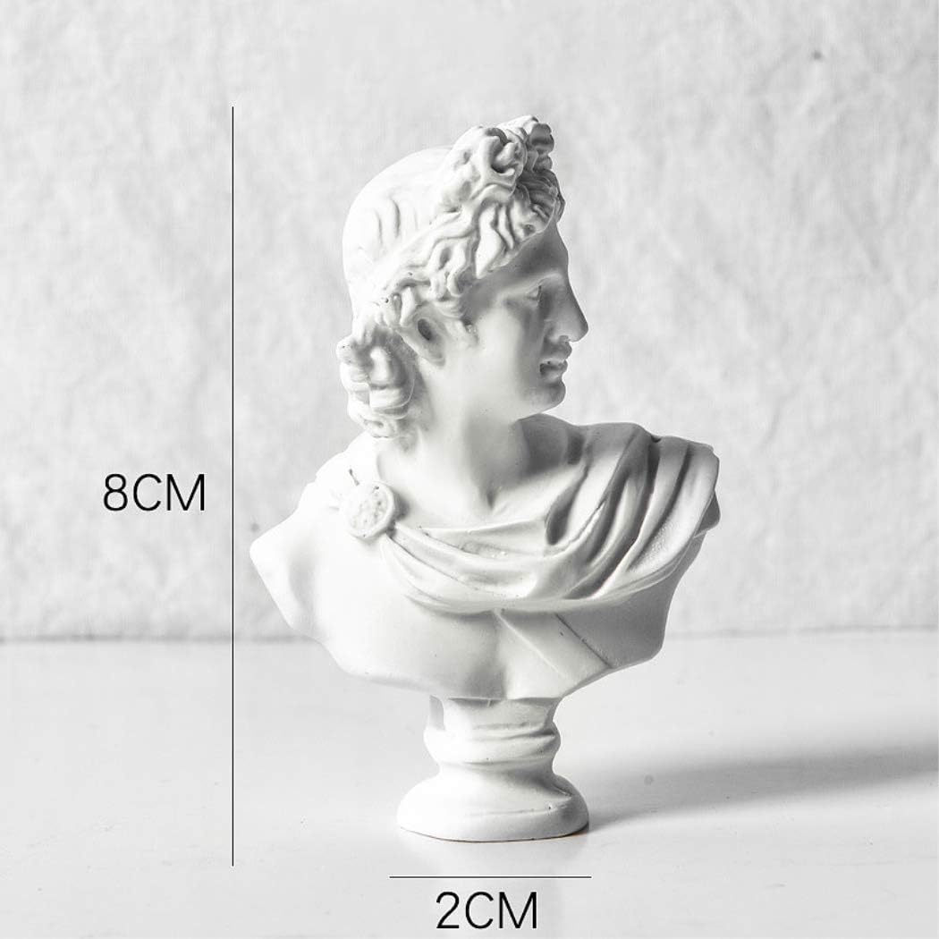 VanSP 3.15" Mini Classic Greek Michelangelo Statue Replica 3D Resin Sketch Figurines for Artist David Head Plaster Cast Mannequin-Great for Artists Mini Apollo