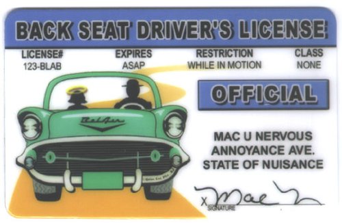 Back Seat Drivers Fun Fake ID License