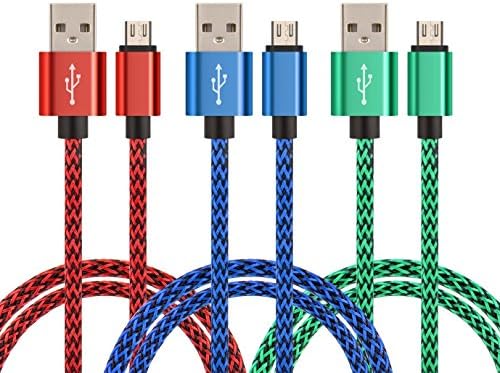 Micro USB Charger,Myckuu Colorful[3-Pack]3.3ft Nylon Braided USB 2.0 A Male to Micro B Data Sync and Charging Cable Cord For Android Phones and More (red+green+blue)