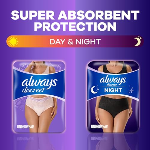 ALWAYS DISCREET ADULT INCONTINENCE & POSTPARTUM UNDERWEAR FOR WOMEN, MAXIMUM, LARGE, 17 COUNT (PACKAGING MAY VARY)