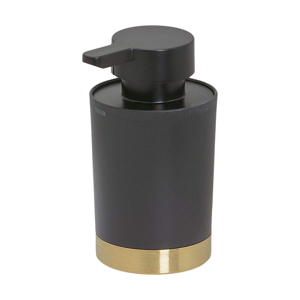 Tiger Tune Soap Dispenser Freestanding, Stainless Steel, Brass Brushed, Black, 6.8 x 12.4 x 8.3 cm