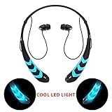 Earfly Bluetooth Headphones Cool LED V4.0 Wireless Sports Neckband Headphones Sweatproof Running Gym Stereo Headsets Built-in Mic/APT-X (blue)