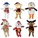 Bundle: 6 Items - 9 Plush Christmas Friends. Reindeer, Santa, Snowmen,Bear, Monkeys, and Penguins