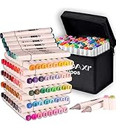 80 color alcohol pen marker pens-double-tip permanent colored pen markers for beginners and profe...