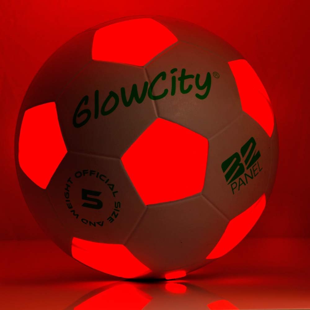 Light Up-Soccer Ball Size 5|Glow in The Dark|Official Size and Weight|Uses 2 Hi-Bright LED Lights|Perfect for A Night Match in The Dark or Kickball League-Spare Batteries Included: Toys & Games