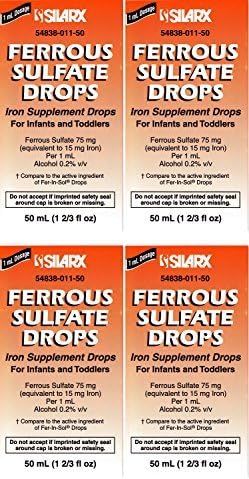 Ferrous Drops Iron Supplement Peppermint Flavor Generic for Enfamil Fer-In-Sol Iron Supplement Drops for Infants, Toddlers &amp; Children Measuring Dropper Included 50 ml per Bottle by Silarx