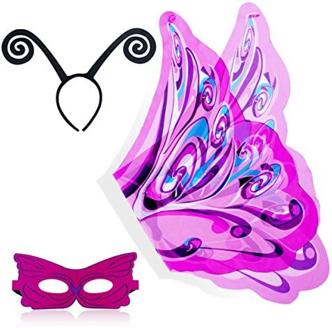 Zaleny Rose Red Rainbow Fairy Wings Butterfly Wings Costume Set for Girls Dress Up