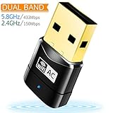 WiFi Adapter AC600 Wireless USB Adapter 5G/2.4G Dual Band Network Lan Card 802.11ac Mini USB WiFi Dongle Adapter Mailiya Wireless Network Adapter Support Windows XP/Vista/7/8.1/10/Mac OS X 10.4-10.11