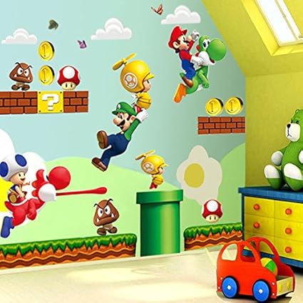 Super Mario Bros Mural Wall Decals Sticker Kids Room Decor