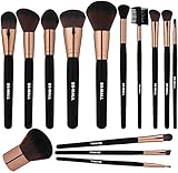 BS-MALL Premium Synthetic Kabuki Makeup brushes 2018 New Makeup Brush Set(14 Pcs,Rose Black)