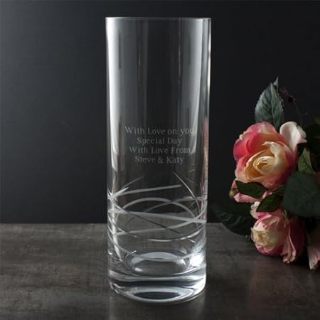 Engraved Cut Crystal Straight Sided Vase Personalise With Your