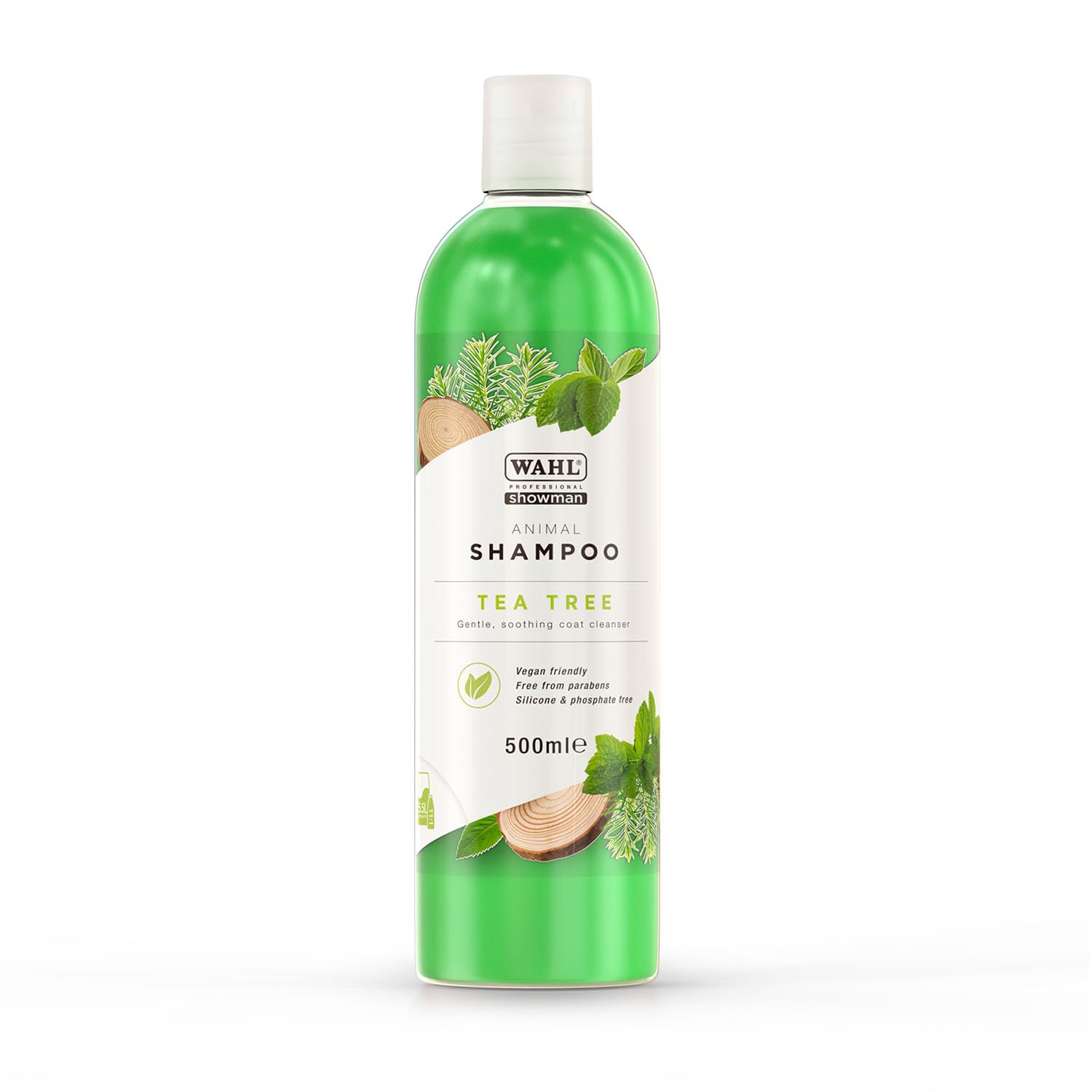Wahl Tea Tree Animal Shampoo 500ml, 11:1 Concentrate Gentle Coat Cleanser That Comforts Skin While Cleaning & De‑Greasing, Suitable for All Animal Hair Types with 50% Recycled Bottle