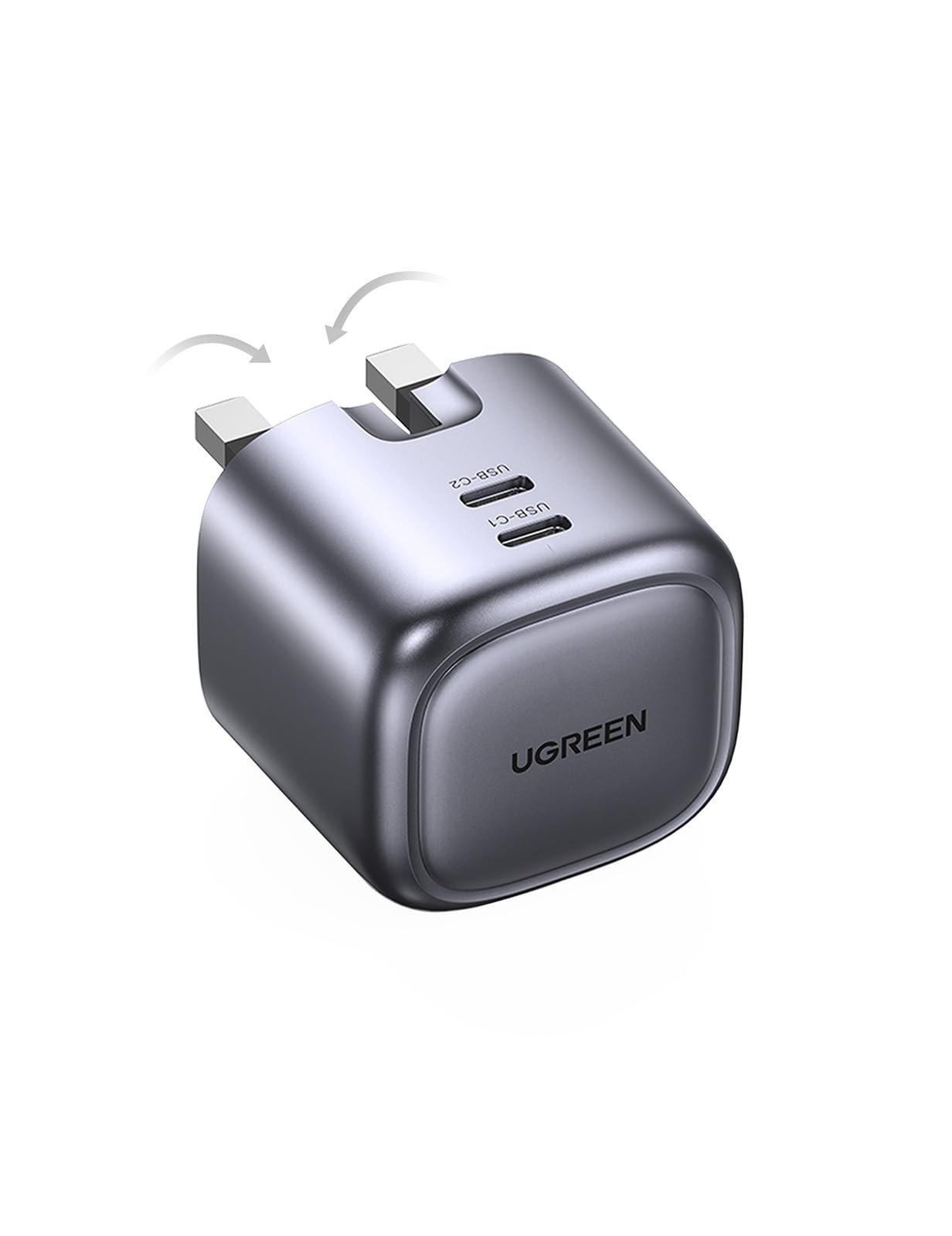 UGREEN USB C Charger 45W Nexode GaN Dual Ports Plug Support PD 3.0/PPS Compatible with iPhone 17/16/15 Pro Max/15 Pro/15/14/13 Series, Galaxy S25/S24, iPad Air/Mini, Pixel 9, Steam Deck