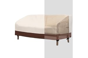 Tuyeho Patio Love seat Cover 54 x 38 x 29 inch, 600D Heavy Duty Outdoor 2 Seat Bench Sofa Cover, Waterproof & Weather Resistant for Your Couch (Beige & Brown)