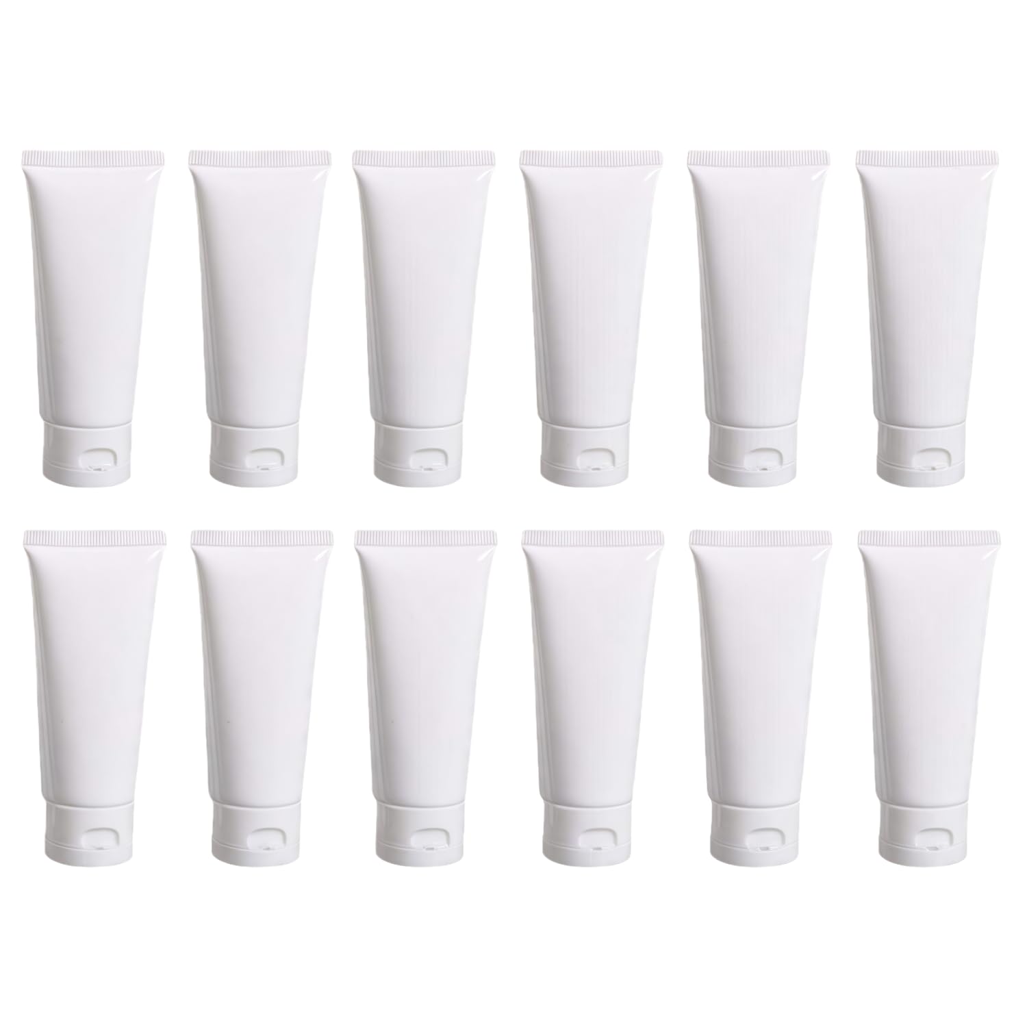 ericotry 12PCS White Empty Refillable Plastic Soft Tubes Cosmetic Sample Bottles Jars Makeup Travel Containers for Lotion Lip Balms Shower Gel Cleanser Shampoo Toiletries (50ml)