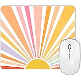 HUOCAIREN Boho Colorful Rainbow Sun Mouse Pad Cute, Sunset Sunrise Aesthetic Computer Mice Pad, Retro Abstract Art Mousepad, Girly Fresh Small Mouse Mat, 9.5 X 7.9 Inch