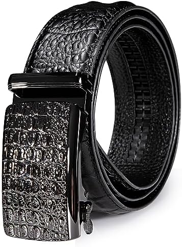LX-SUNCX Men Belts,Alligator Belt Cowhide Crocodile Print Belt