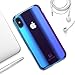Wireless Charger iPhone X Case, FLOVEME Luxury Slim Fit Gradual Colorful Gradient Change Color Ultra Thin Lightweight Electroplating Bumper Anti-Drop Clear Hard Back Cover Holder, Transparent Blue